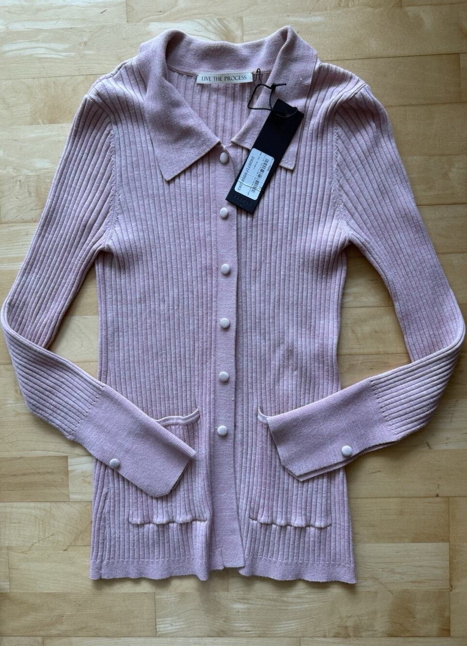 NWT Live The Process Ribbed Ribbed Knit Cardigan Dusty Pink M